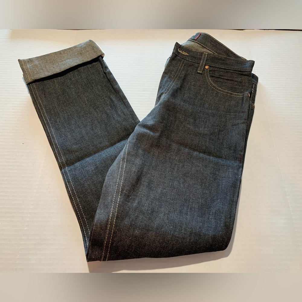 NWOT Women’s Guess  Cuffed Low Rider Vintage Black Jeans Size 29  X 32 Made USA